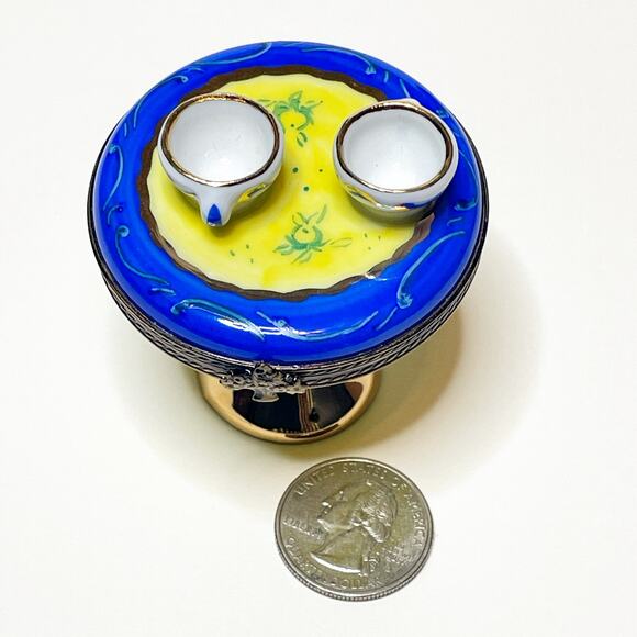 Limoges Box Tea Cup Table Hand Painted Porcelain Trinket - Picture 2 of 4